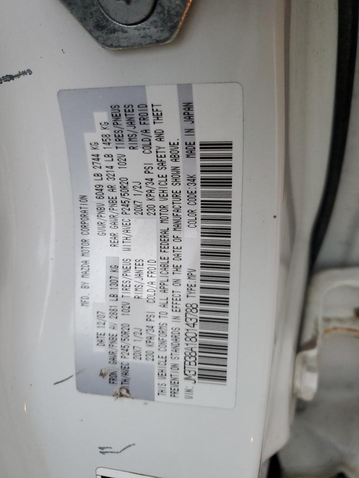 2008 Mazda CX-9 VIN JM3TB38A180143788 Copart auction photo, front end damage thumbnail 13
