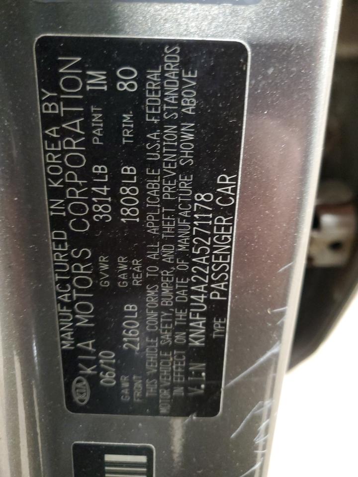 2010 KIA Forte VIN KNAFU4A22A5271178 Copart auction photo, top/roof / rear end damage thumbnail 13