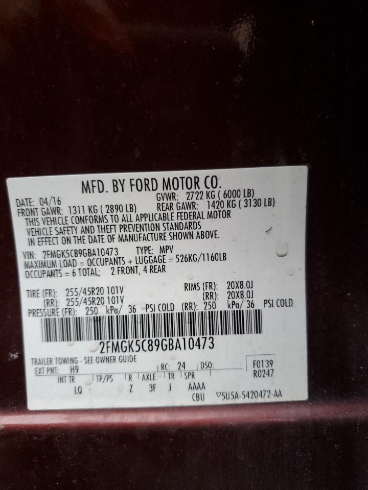 2016 Ford Flex VIN 2FMGK5C89GBA10473 Copart auction photo, front end damage thumbnail 14