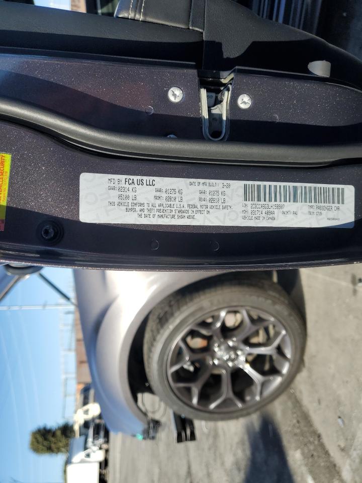 2020 Chrysler 300 VIN 2C3CCABG3LH158907 Copart auction photo, front end / side damage thumbnail 12
