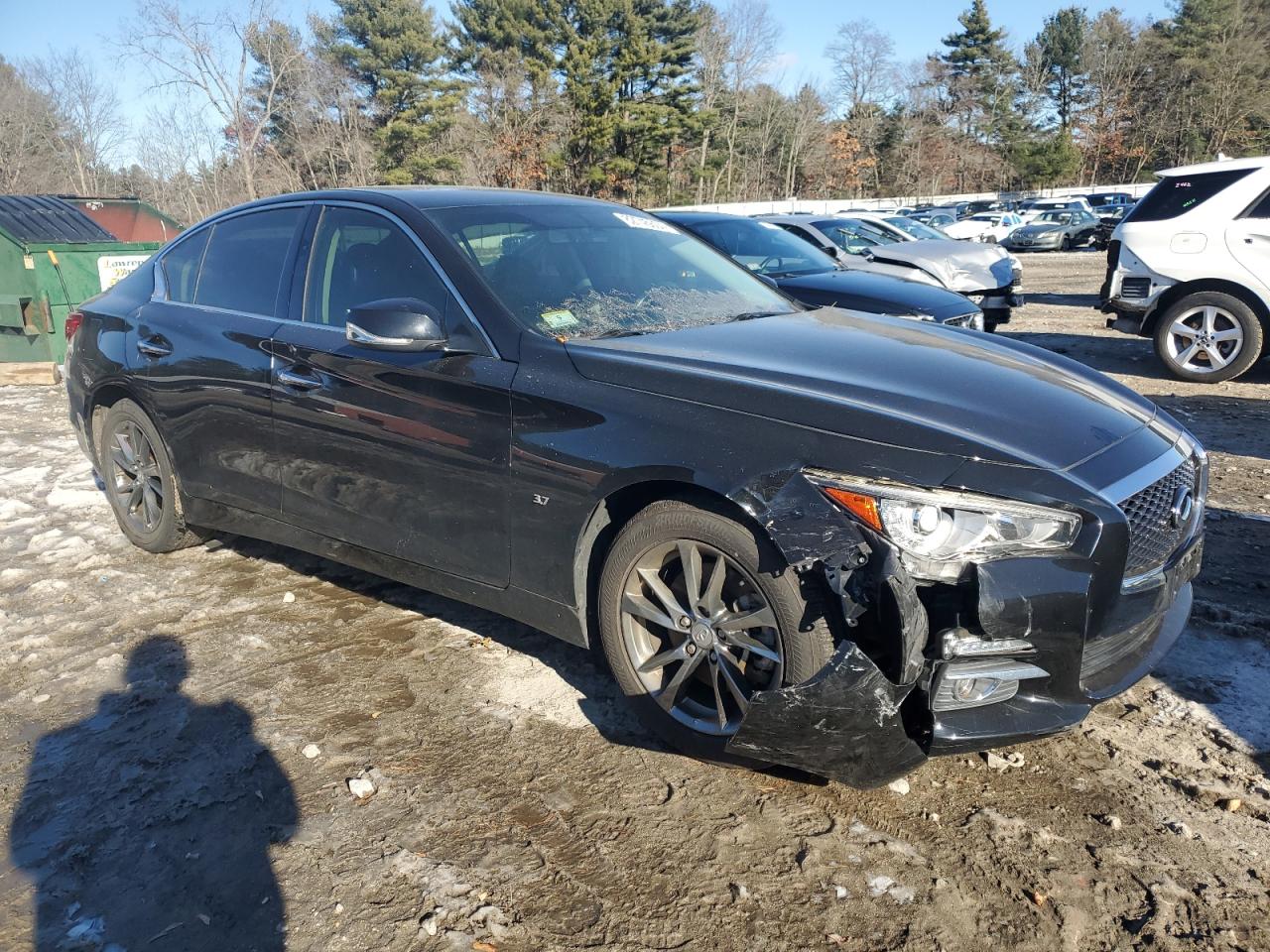 2015 Infiniti Q50 VIN JN1BV7AR5FM420454 Copart auction photo, side / front end damage thumbnail 4