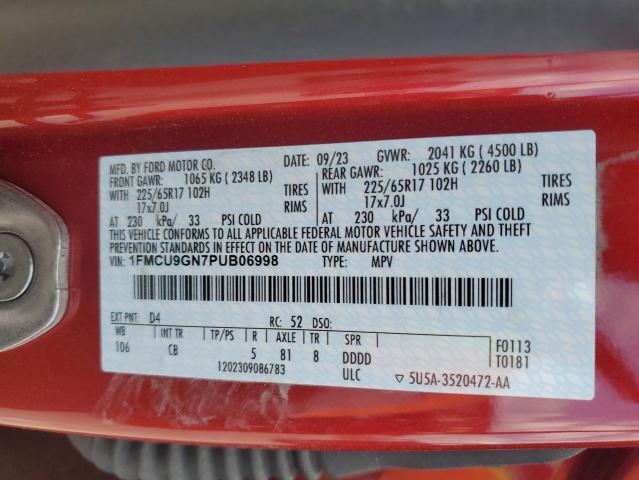 2023 Ford Escape VIN 1FMCU9GN7PUB06998 Copart auction photo, front end damage thumbnail 13