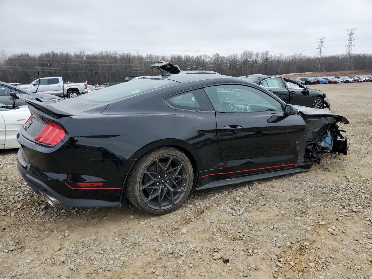2021 Ford Mustang VIN 1FA6P8R05M5552423 Copart auction photo, front end / side damage thumbnail 3