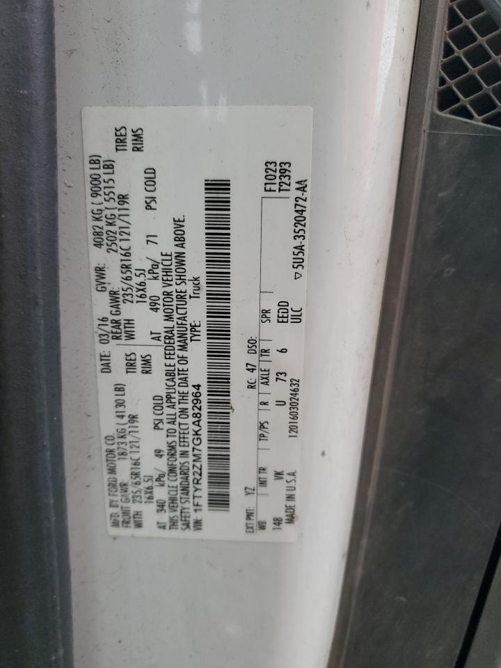 2016 Ford Transit VIN 1FTYR2ZM7GKA82964 Copart auction photo, all over / minor dent/scratches damage thumbnail 14