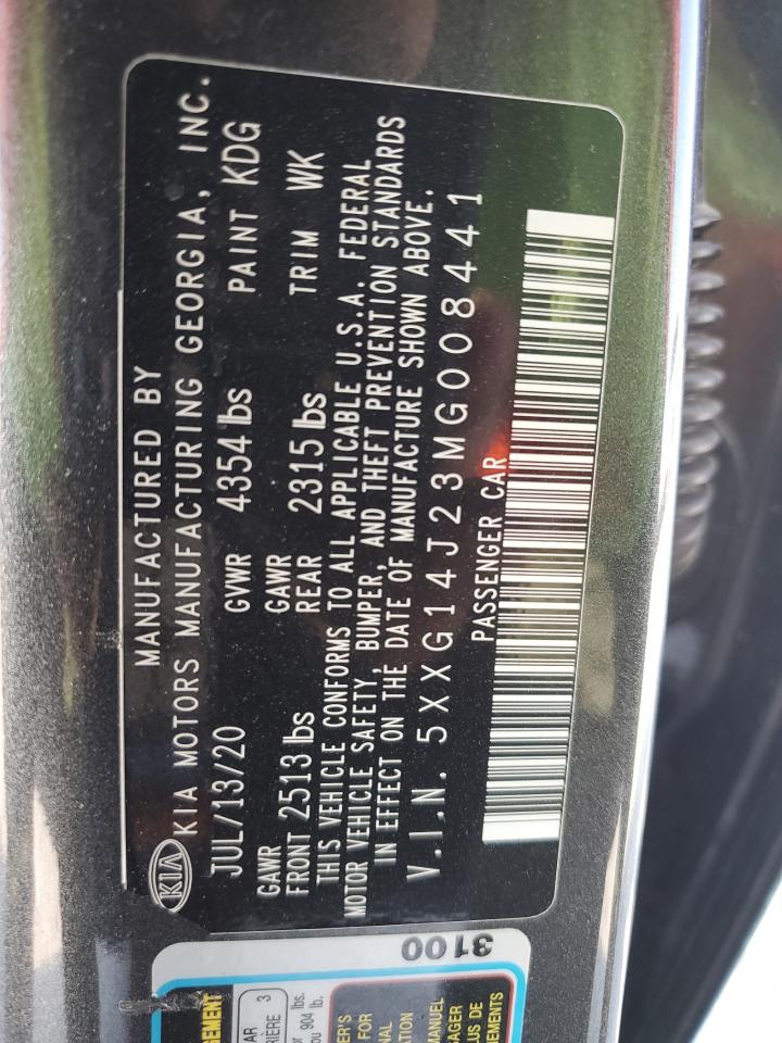 2021 KIA K5 VIN 5XXG14J23MG008441 Copart auction photo, rear end damage thumbnail 13