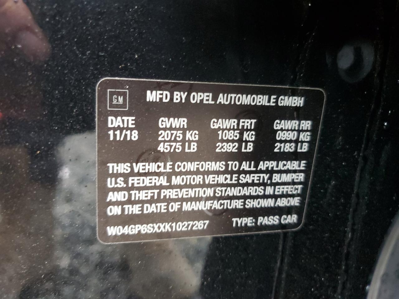 2019 Buick Regal VIN W04GP6SXXK1027267 Copart auction photo, undercarriage damage thumbnail 12