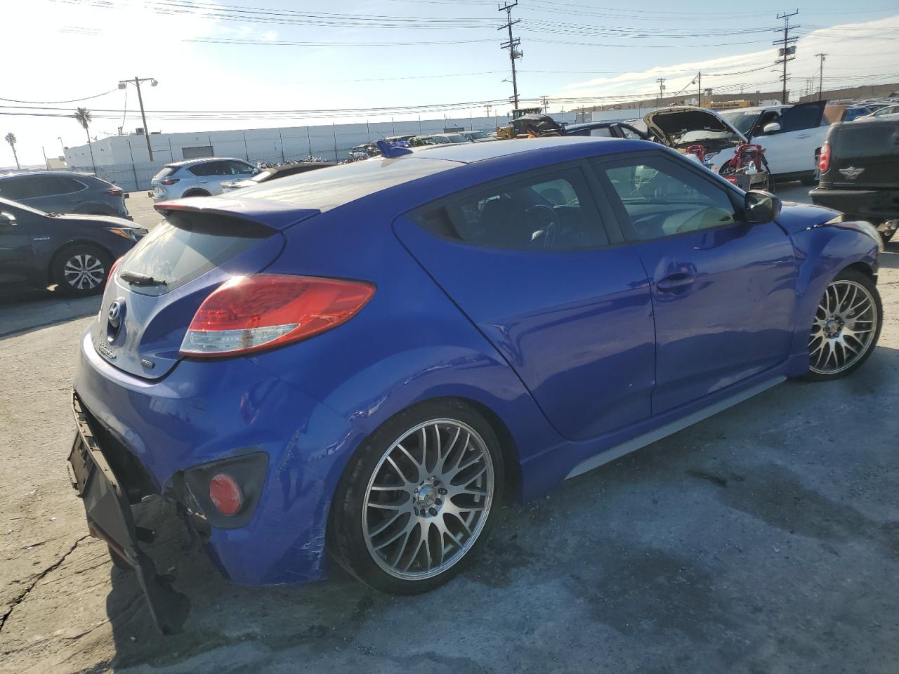 2014 Hyundai Veloster VIN KMHTC6AE0EU201684 Copart auction photo, front end / rear end damage thumbnail 3