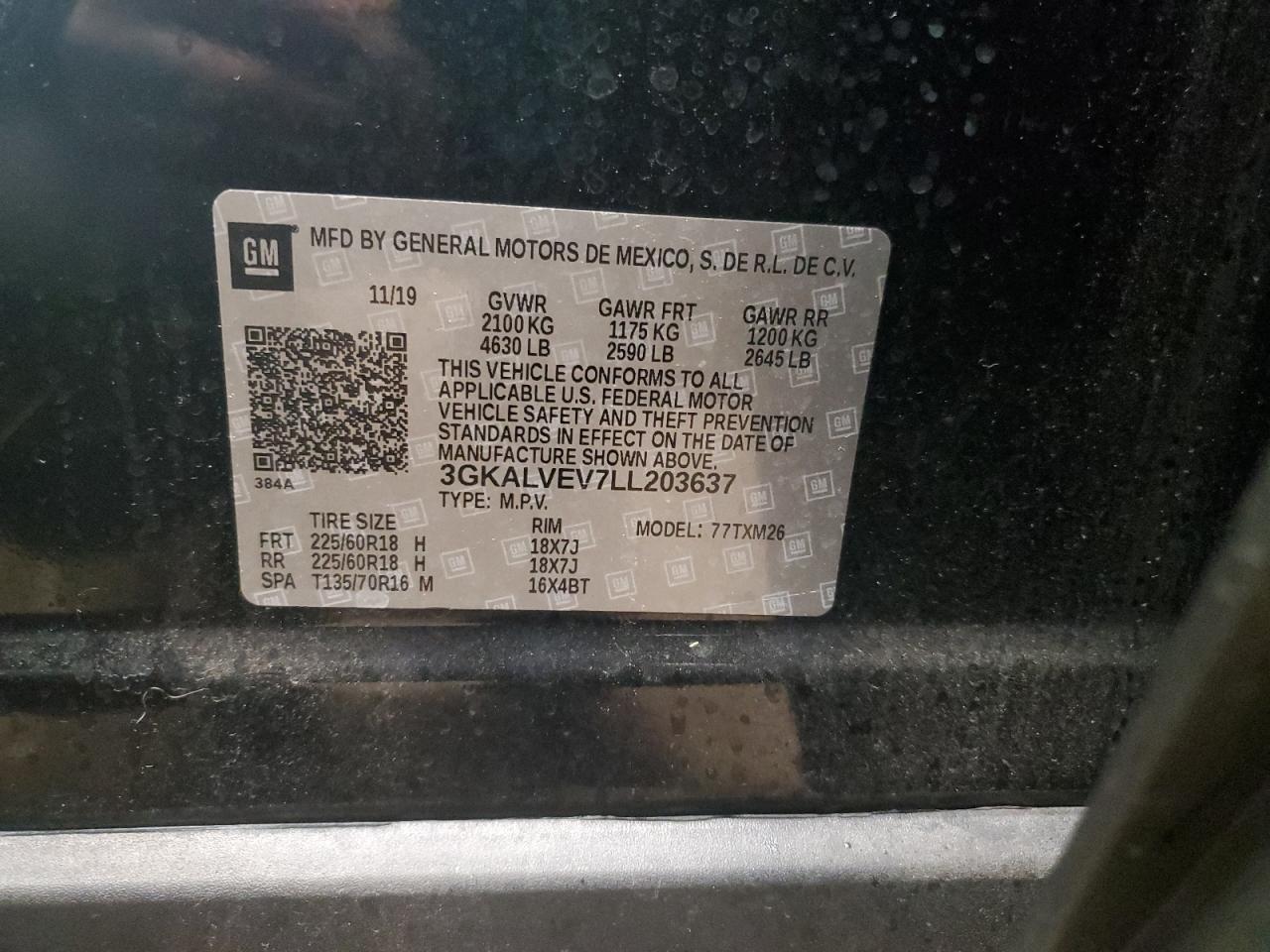 2020 GMC Terrain VIN 3GKALVEV7LL203637 Copart auction photo, side damage thumbnail 13