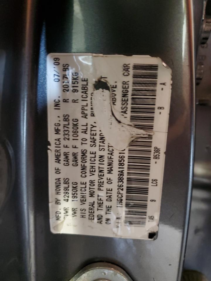 2009 Honda Accord VIN 1HGCP26389A185610 Copart auction photo, side damage thumbnail 13