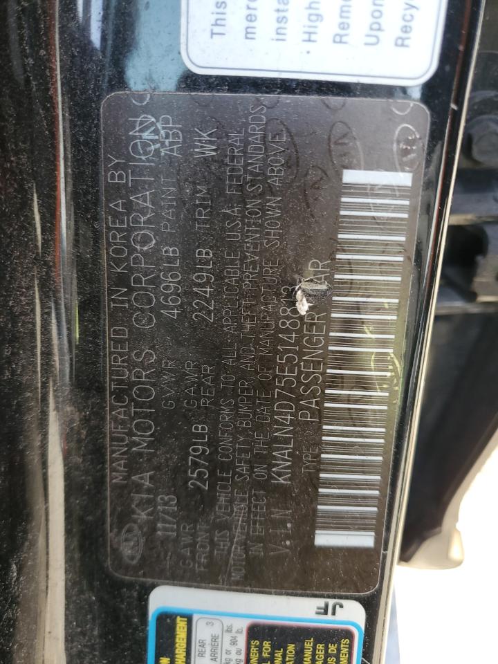 2014 KIA Cadenza VIN KNALN4D75E5148813 Copart auction photo, rear end / side damage thumbnail 13