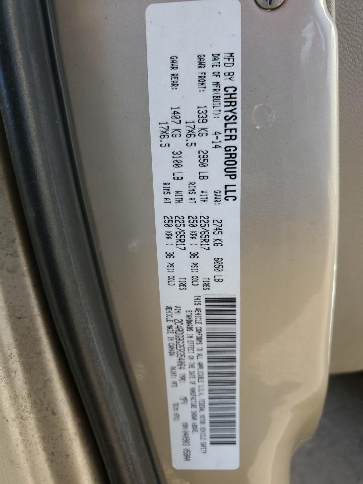 2014 Dodge Caravan VIN 2C4RDGBG2ER354064 Copart auction photo, front end / side damage thumbnail 14