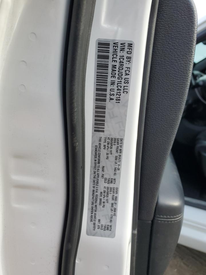 2020 Dodge Durango VIN 1C4RDJDG1LC412181 Copart auction photo, front end damage thumbnail 14