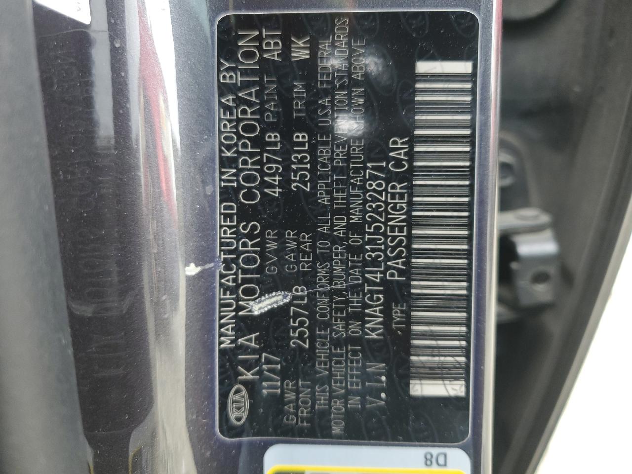 2018 KIA Optima VIN KNAGT4L31J5232871 Copart auction photo, rear end / vandalism damage thumbnail 12