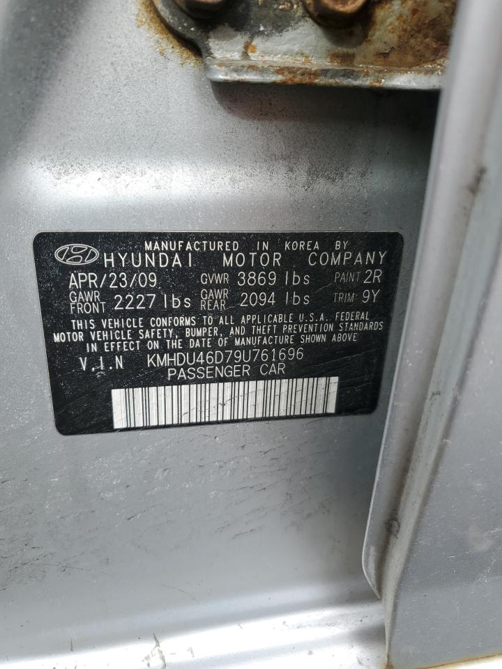 2009 Hyundai Elantra VIN KMHDU46D79U761696 Copart auction photo, rear end damage thumbnail 12