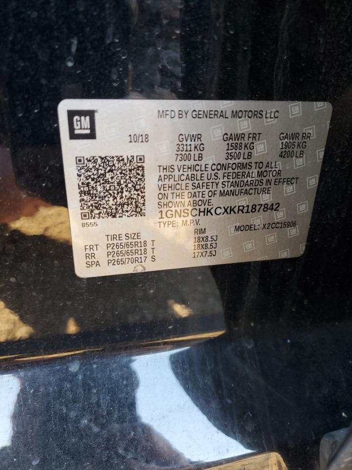 2019 Chevrolet Suburban VIN 1GNSCHKCXKR187842 Copart auction photo, burn - engine damage thumbnail 14