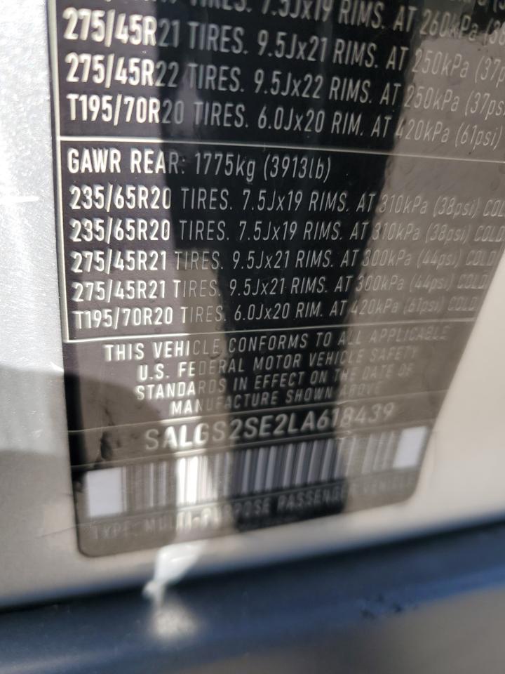 2020 Land Rover Range Rover VIN SALGR2SU3LA587298 Copart auction photo, missing/altered vin / minor dent/scratches damage thumbnail 13