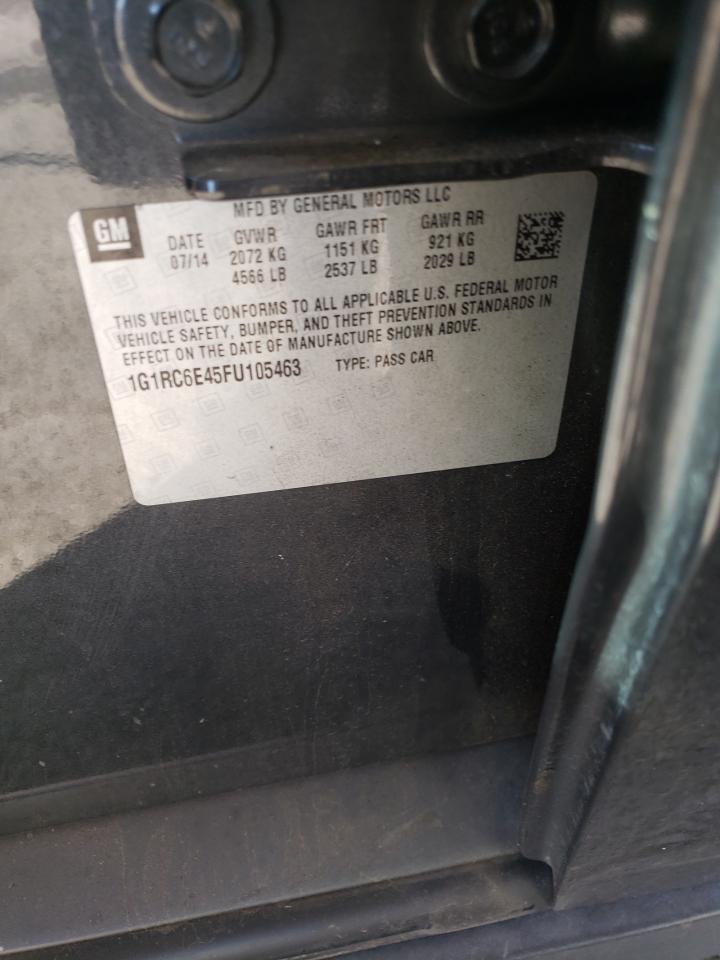 2015 Chevrolet Volt VIN 1G1RC6E45FU105463 Copart auction photo, top/roof damage thumbnail 14