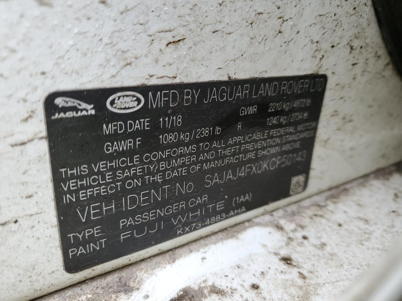 2019 Jaguar XE VIN SAJAJ4FX0KCP50143 Copart auction photo, front end / side damage thumbnail 14