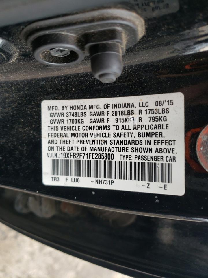 2015 Honda Civic VIN 19XFB2F71FE285800 Copart auction photo, minor dent/scratches damage thumbnail 12