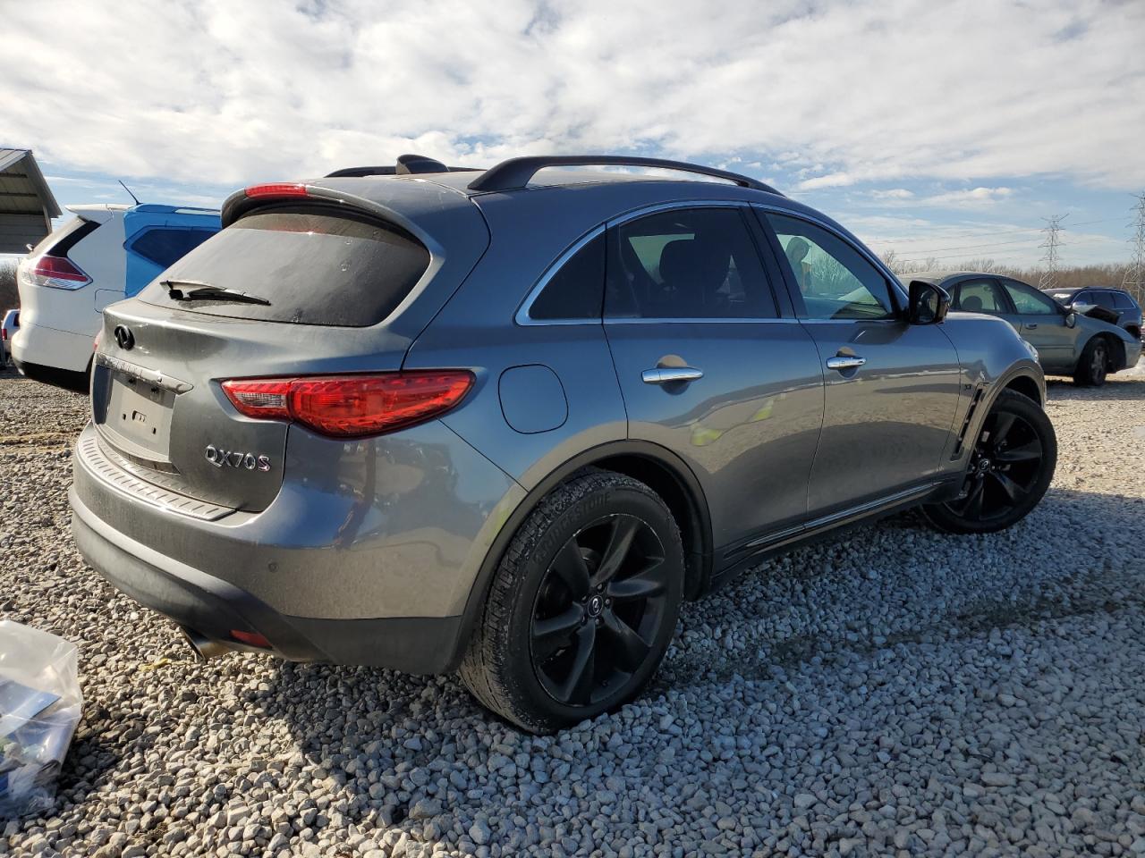 2015 Infiniti QX70 VIN JN8CS1MU7FM382222 Copart auction photo, side damage thumbnail 3