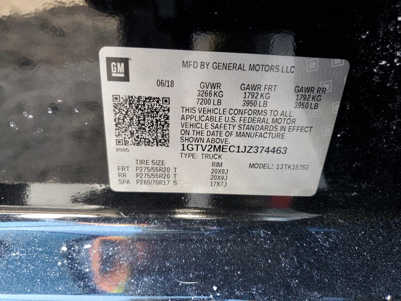 2018 GMC Sierra VIN 1GTV2MEC1JZ374463 Copart auction photo, front end damage thumbnail 14