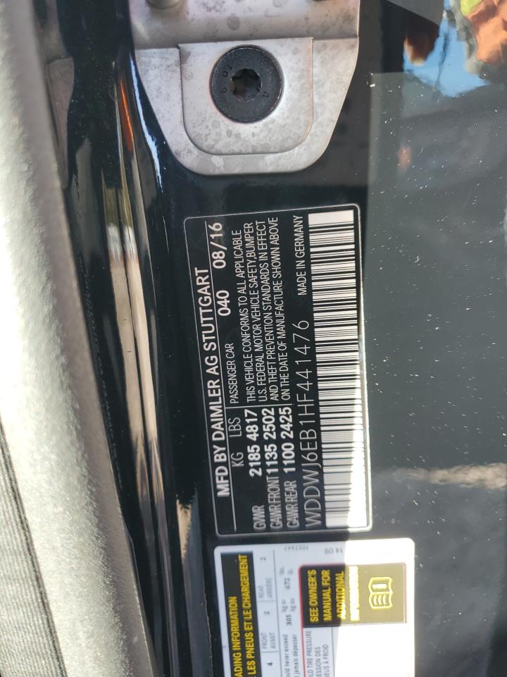 2017 Mercedes-Benz C-klasse VIN WDDWJ6EB1HF441476 Copart auction photo, front end damage thumbnail 14