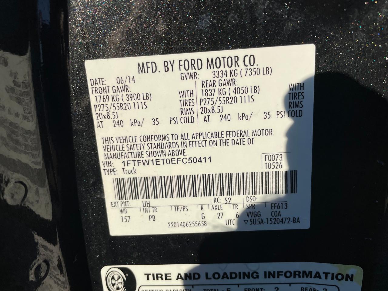 2014 Ford F-150 VIN 1FTFW1ET0EFC50411 Copart auction photo, minor dent/scratches / mechanical damage thumbnail 10