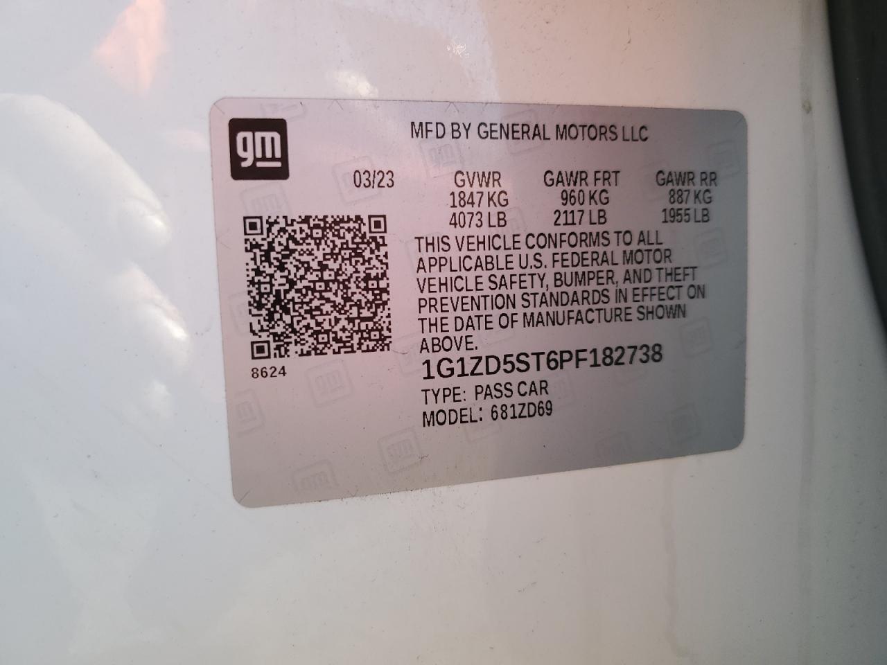 2023 Chevrolet Malibu VIN 1G1ZD5ST6PF182738 Copart auction photo, front end / side damage thumbnail 13