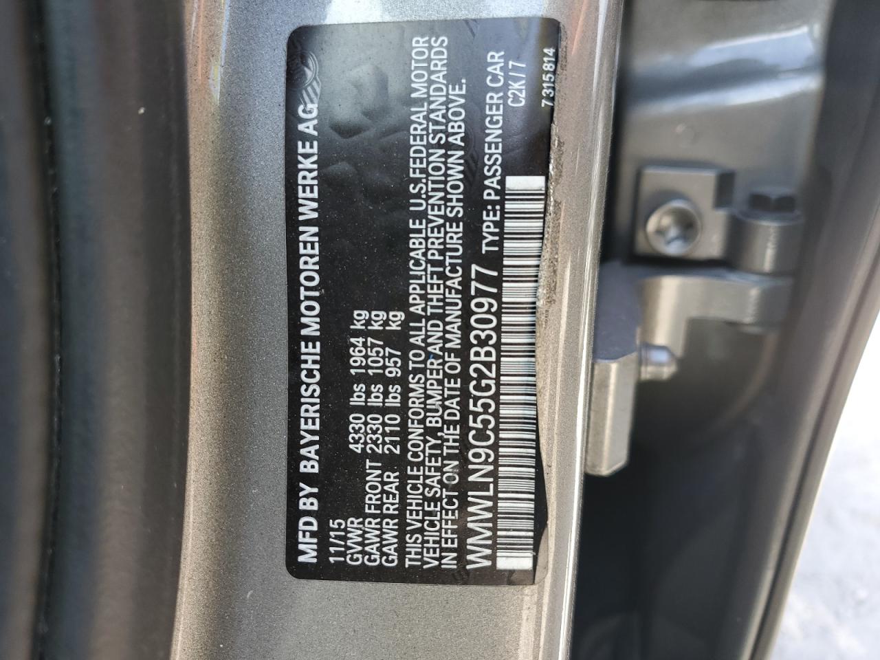 2016 MINI Cooper VIN WMWLN9C55G2B30977 Copart auction photo, front end / side damage thumbnail 13