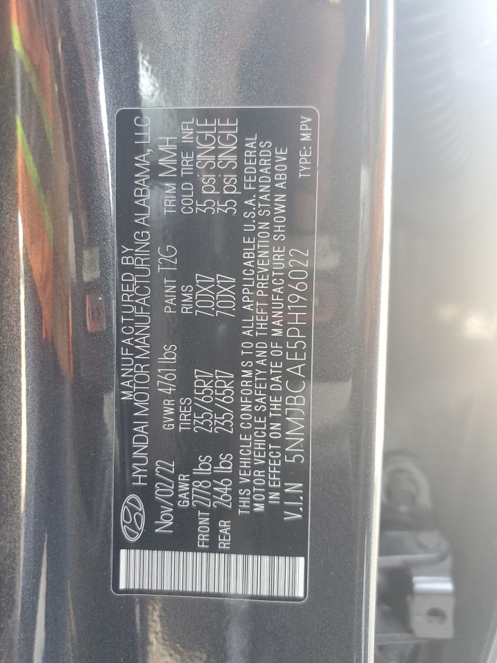 2023 Hyundai Tucson VIN 5NMJBCAE5PH196022 Copart auction photo, side / rear end damage thumbnail 15