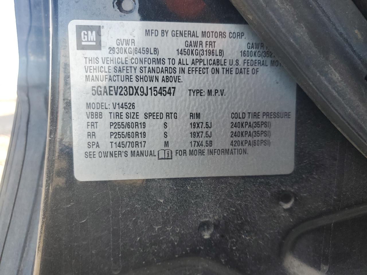 2009 Buick Enclave VIN 5GAEV23DX9J154547 Copart auction photo, mechanical damage thumbnail 12