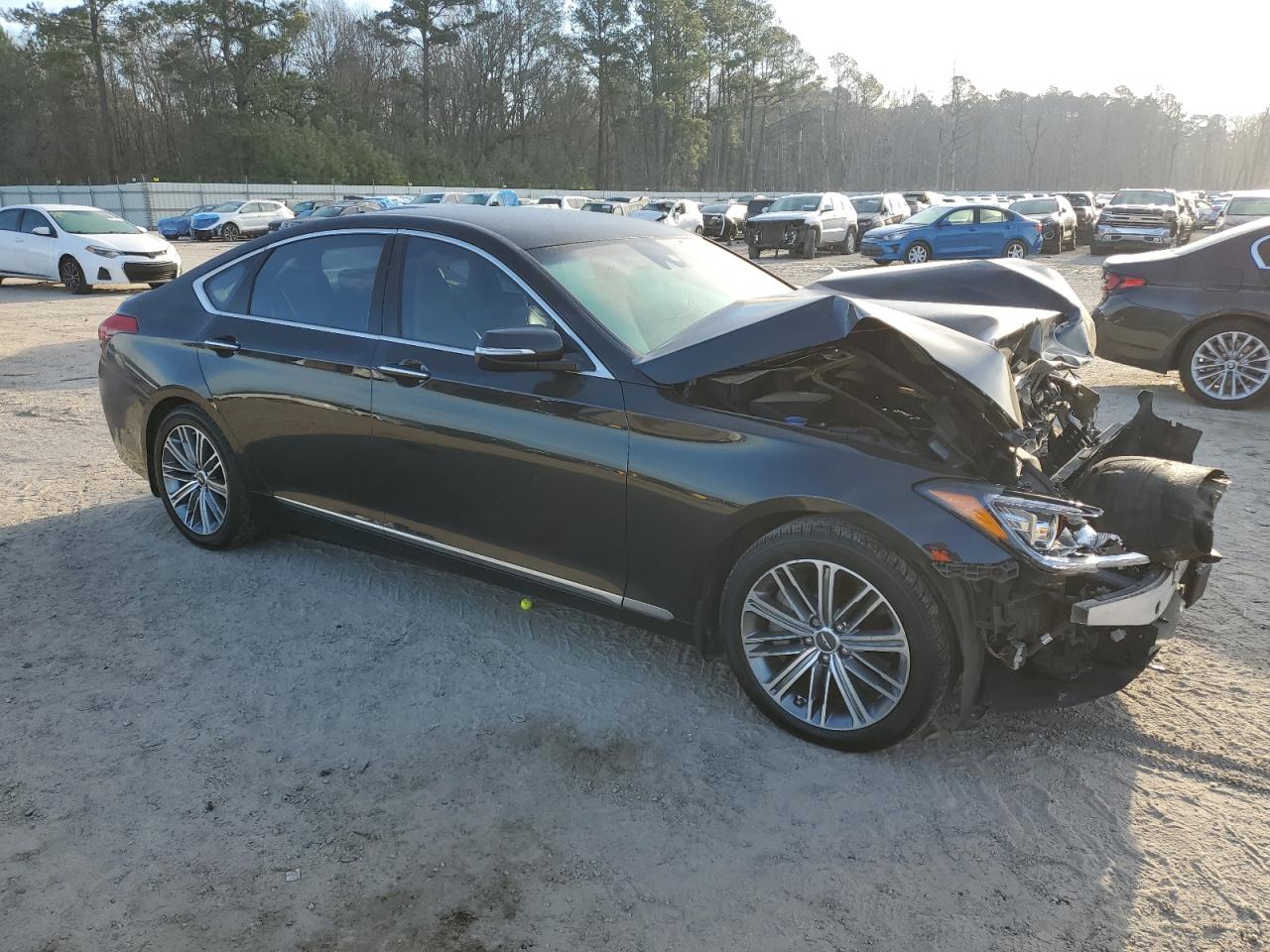 2018 Genesis G80 VIN KMHGN4JE2JU284559 Copart auction photo, front end damage thumbnail 4
