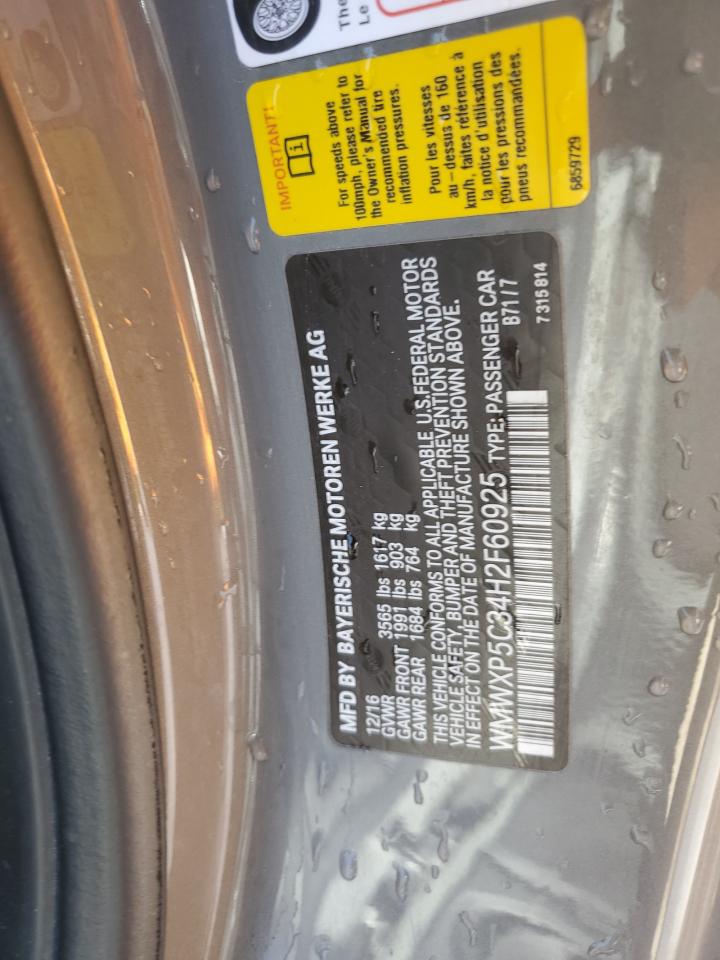 2017 MINI Cooper VIN WMWXP5C34H2F60925 Copart auction photo, front end damage thumbnail 12
