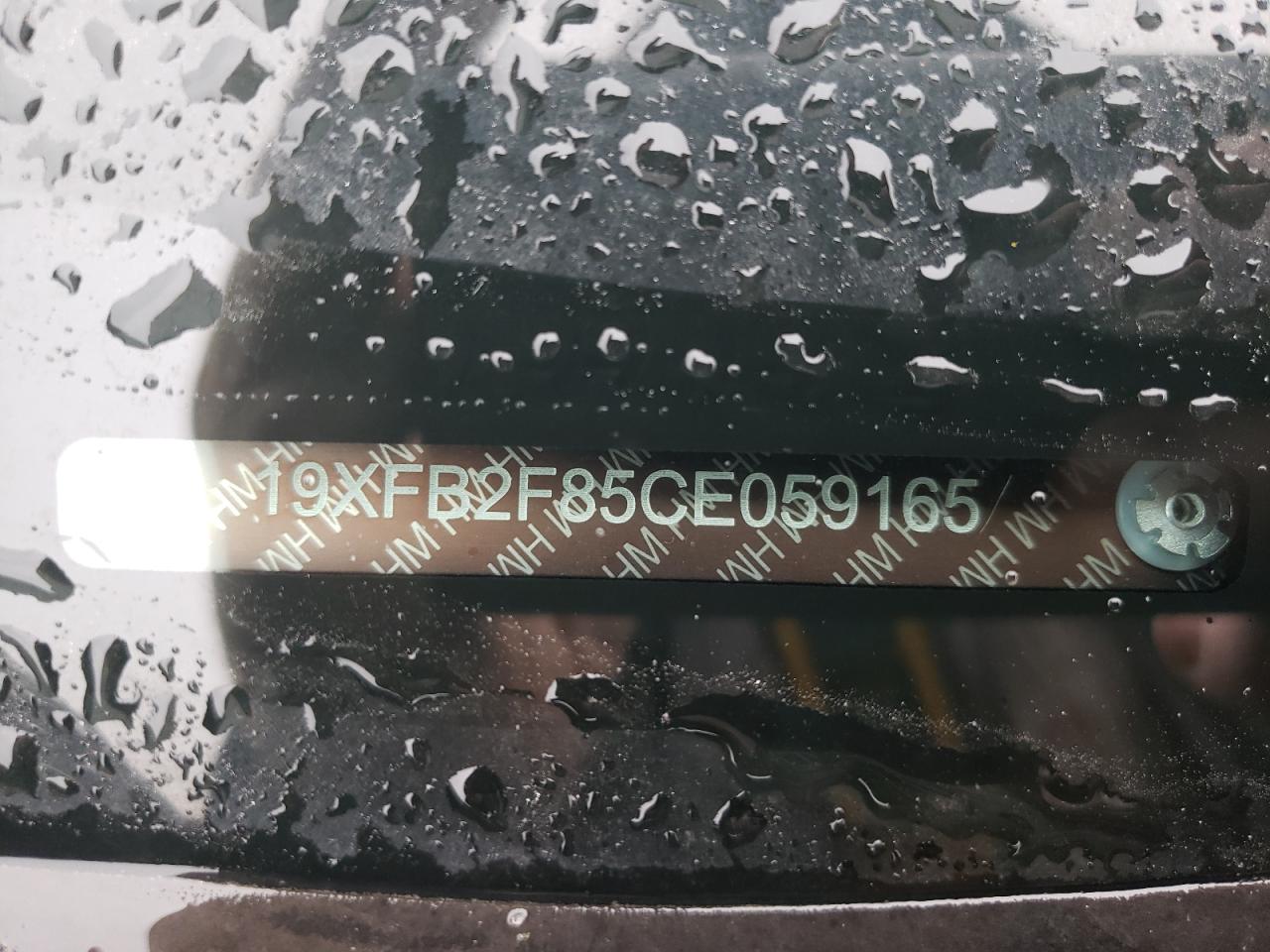 2012 Honda Civic VIN 19XFB2F85CE059165 Copart auction photo, side / rear end damage thumbnail 13