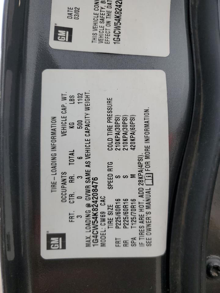 2002 Buick Park Avenue VIN 1G4CW54K824208476 Copart auction photo, front end damage thumbnail 13