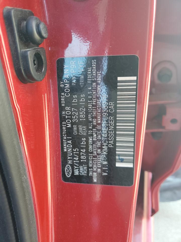 2015 Hyundai Accent VIN KMHCT4AE1FU938978 Copart auction photo, front end damage thumbnail 15