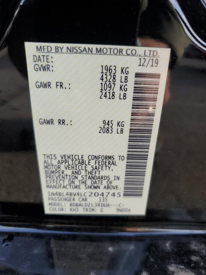 2020 Nissan Altima VIN 1N4BL4BV4LC204745 Copart auction photo, rear end damage thumbnail 12