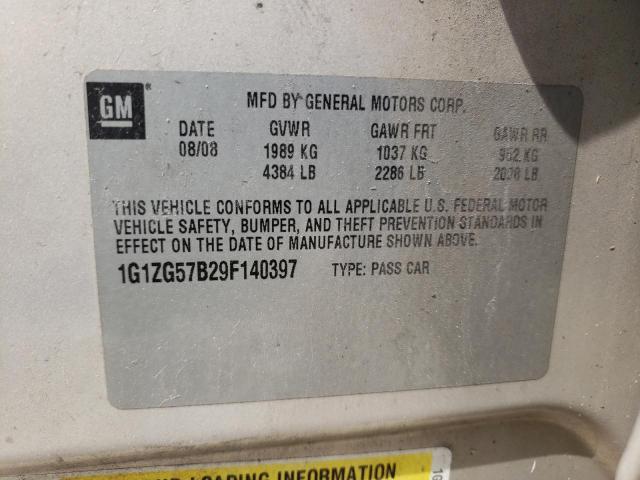 2009 Chevrolet Malibu VIN 1G1ZG57B29F140397 Copart auction photo, front end / side damage thumbnail 13