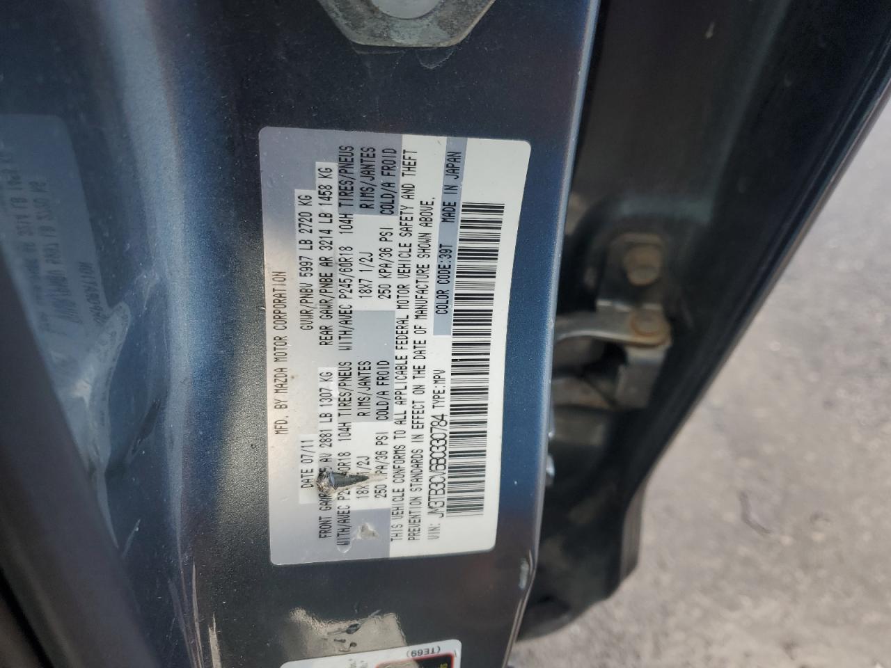 2011 Mazda CX-9 VIN JM3TB3CV6B0330784 Copart auction photo, front end damage thumbnail 13