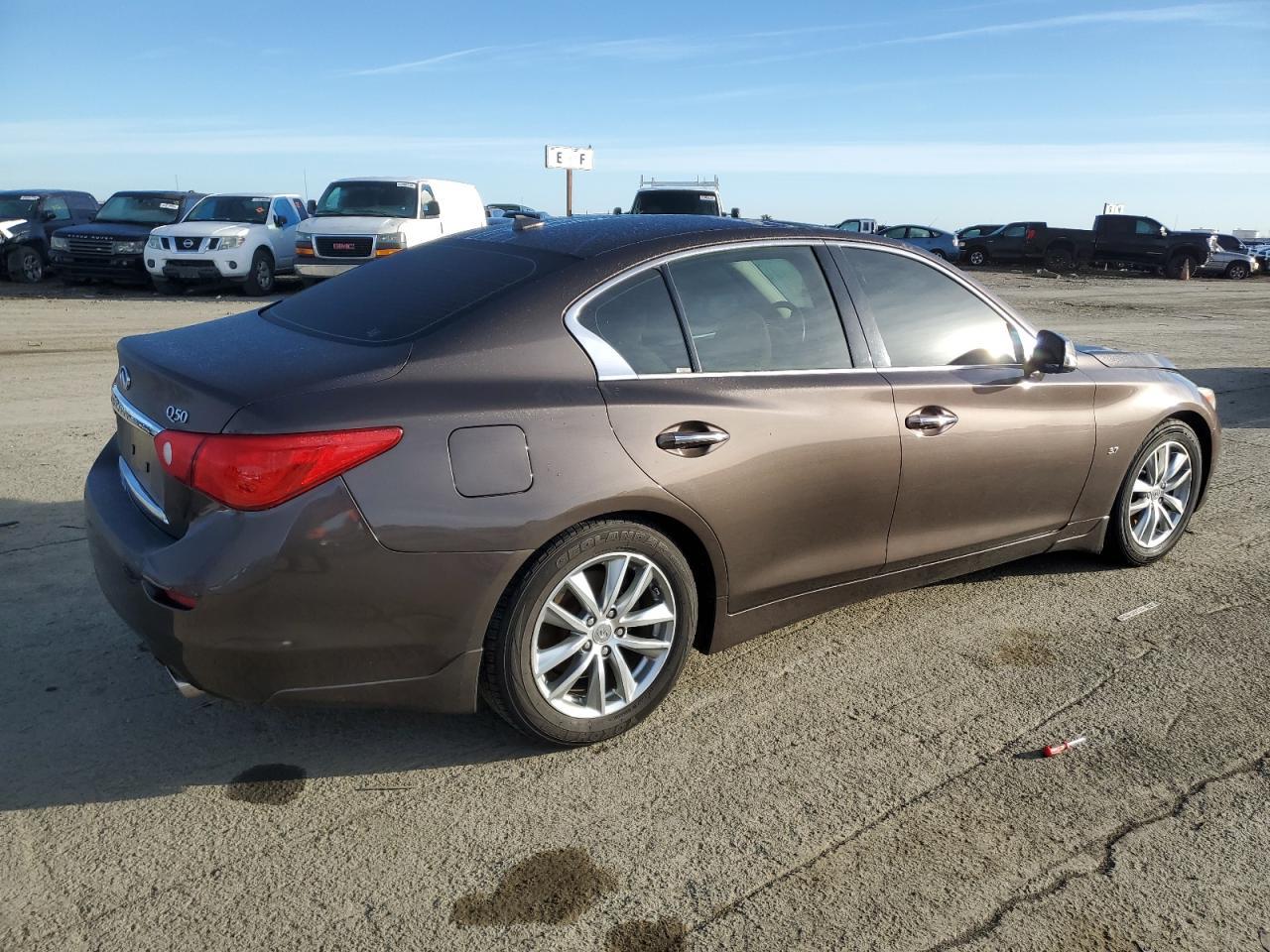 2014 Infiniti Q50 VIN JN1BV7AP2EM672952 Copart auction photo, vandalism / mechanical damage thumbnail 3