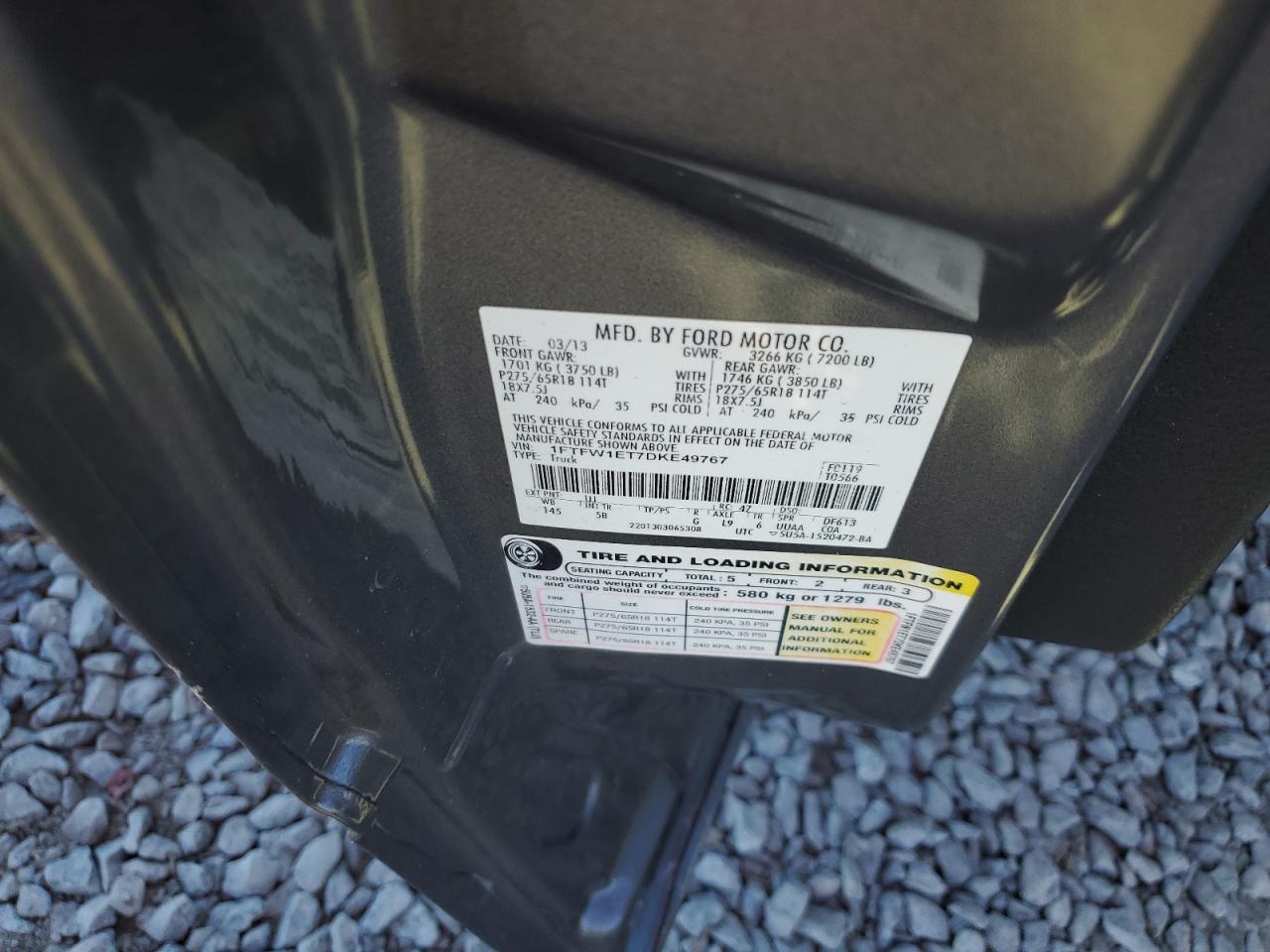 2013 Ford F-150 VIN 1FTFW1ET7DKE49767 Copart auction photo, front end damage thumbnail 13