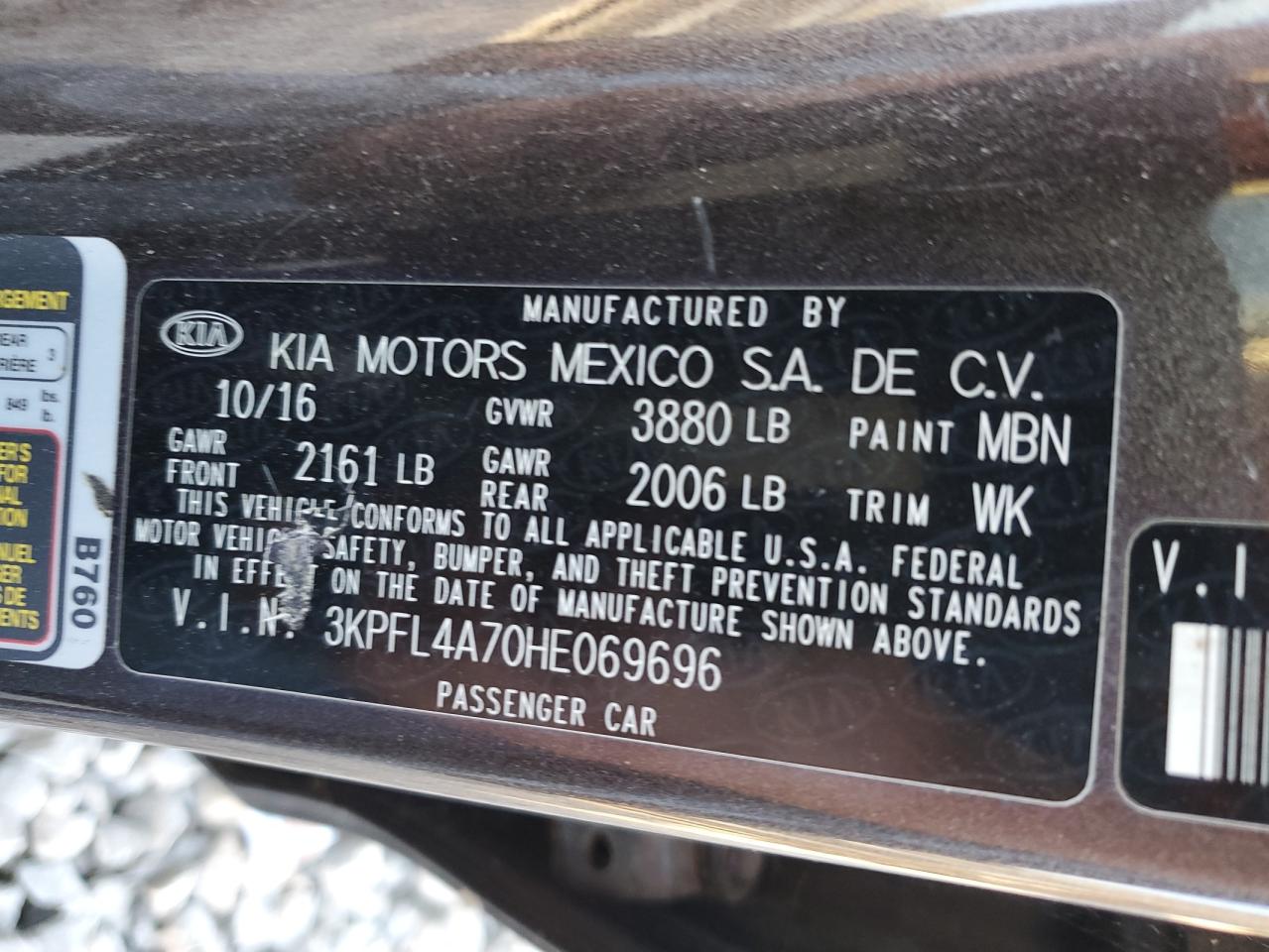 2017 KIA Forte VIN 3KPFL4A70HE069696 Copart auction photo, minor dent/scratches damage thumbnail 12
