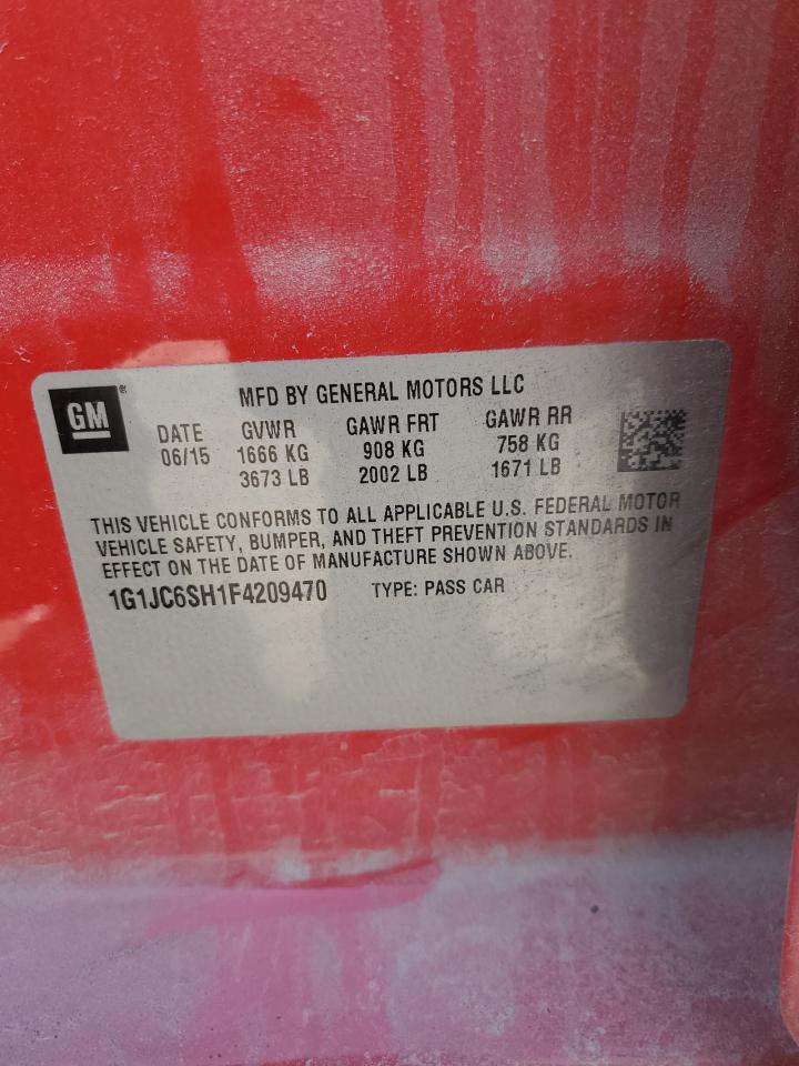 2015 Chevrolet Sonic VIN 1G1JC6SH1F4209470 Copart auction photo, side damage thumbnail 12
