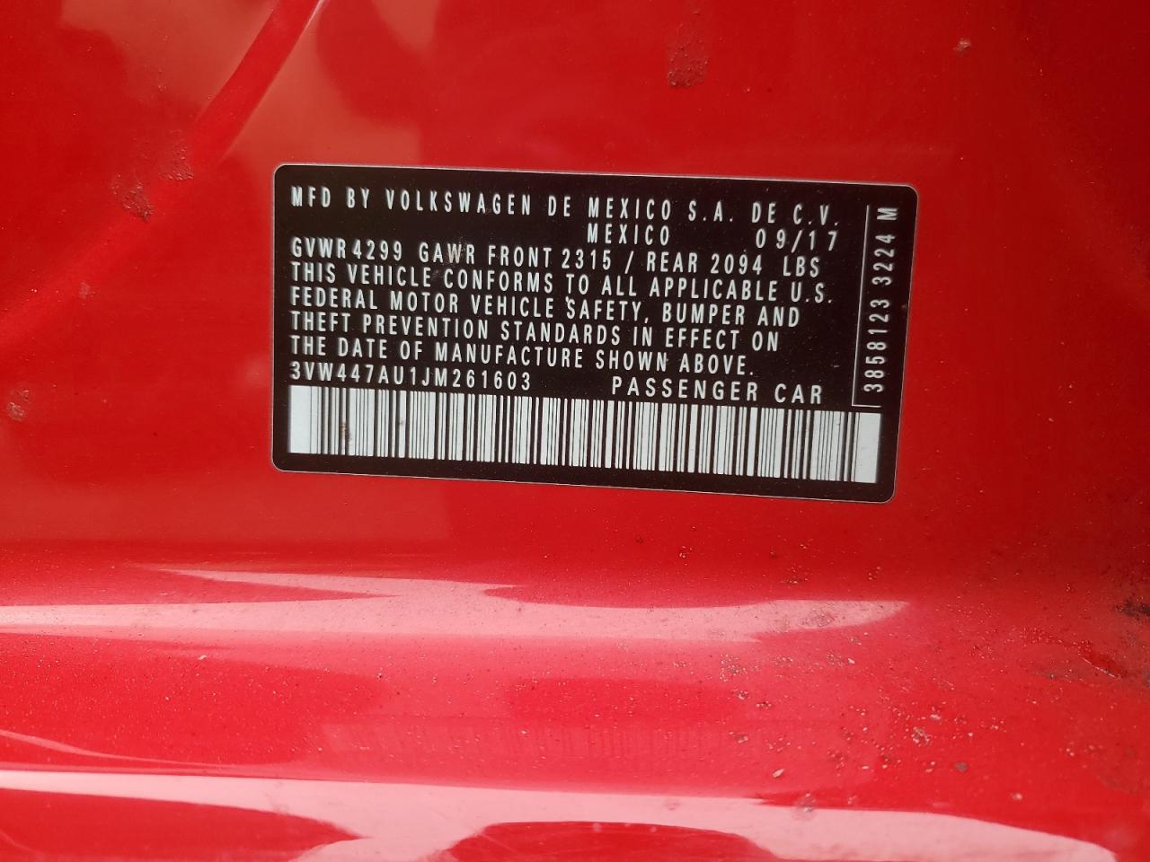 2018 Volkswagen GTI VIN 3VW447AU1JM261603 Copart auction photo, side / rear end damage thumbnail 12
