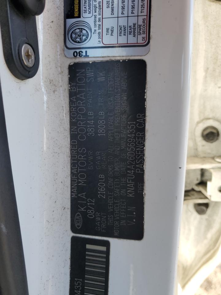 2013 KIA Forte VIN KNAFU4A26D5694351 Copart auction photo, front end damage thumbnail 13
