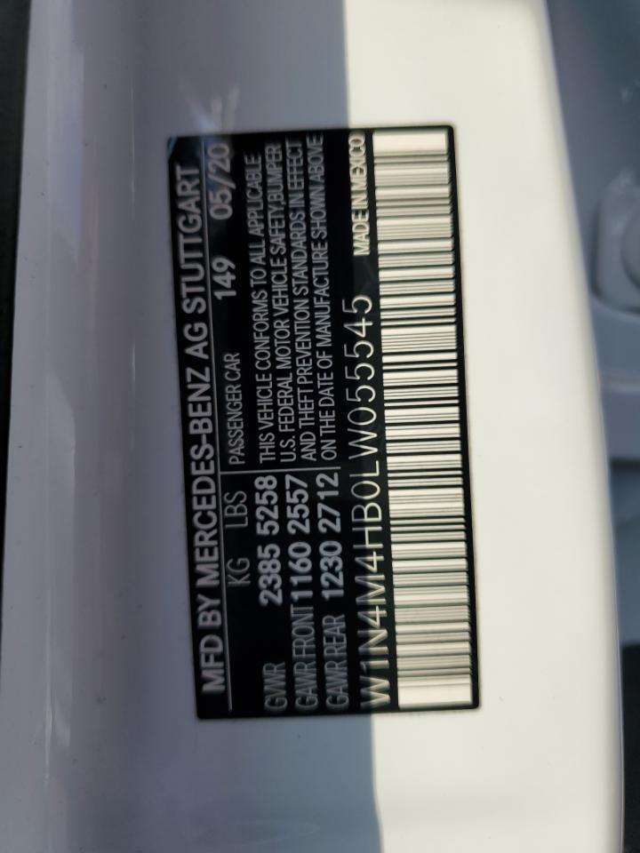 2020 Mercedes-Benz GLB VIN W1N4M4HB0LW055545 Copart auction photo, front end damage thumbnail 13
