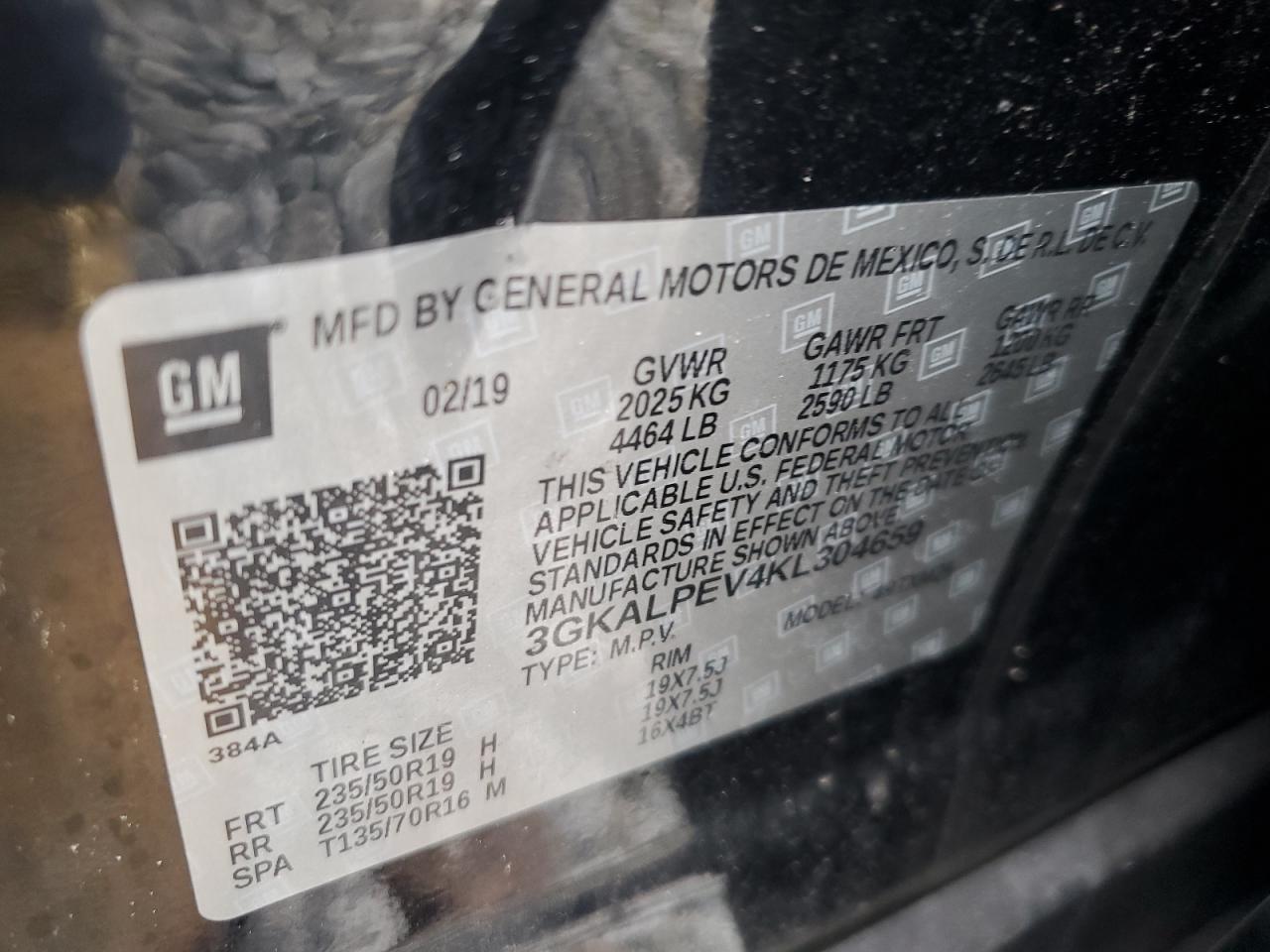2019 GMC Terrain VIN 3GKALPEV4KL304659 Copart auction photo, side / frame damage damage thumbnail 15
