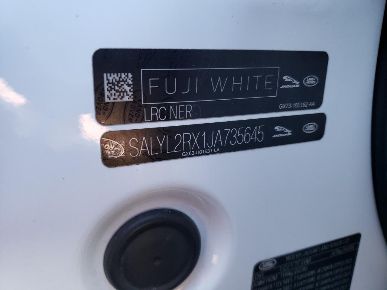 2018 Land Rover Range Rover VIN SALYL2RX1JA735645 Copart auction photo, front end damage thumbnail 14