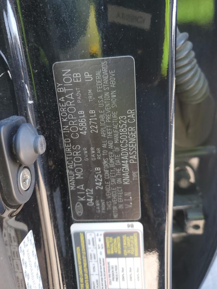 2012 KIA Optima VIN KNAGM4ADXC5018523 Copart auction photo, mechanical damage thumbnail 12