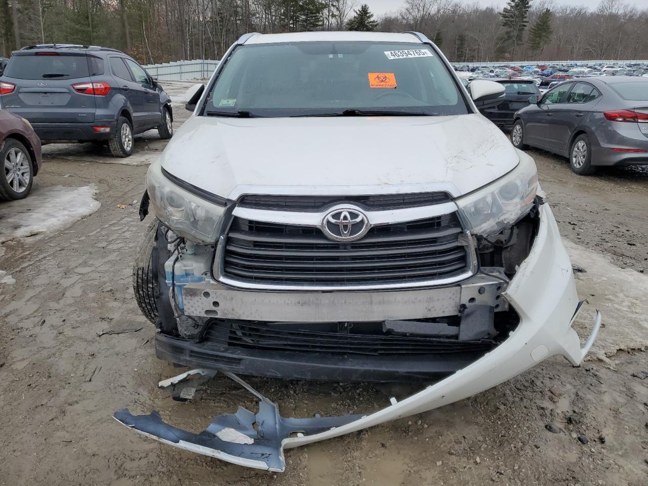 2015 Toyota Highlander VIN 5TDJKRFH8FS208133 Copart auction photo, front end / undercarriage damage thumbnail 5